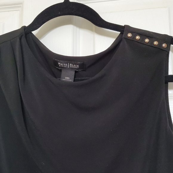 WHBM Black Sleeveless Tank Silver Grommet Detail on Left Shoulder Size XXS - Picture 5 of 5